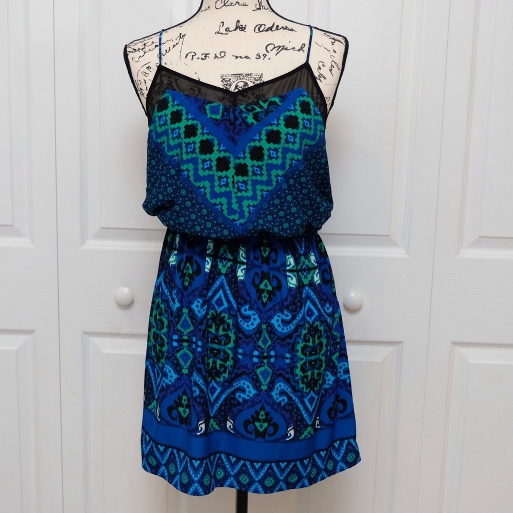 EXPRESS Dark Flower Mini Dress with Sheer details Whimsigoth - Picture 2 of 10